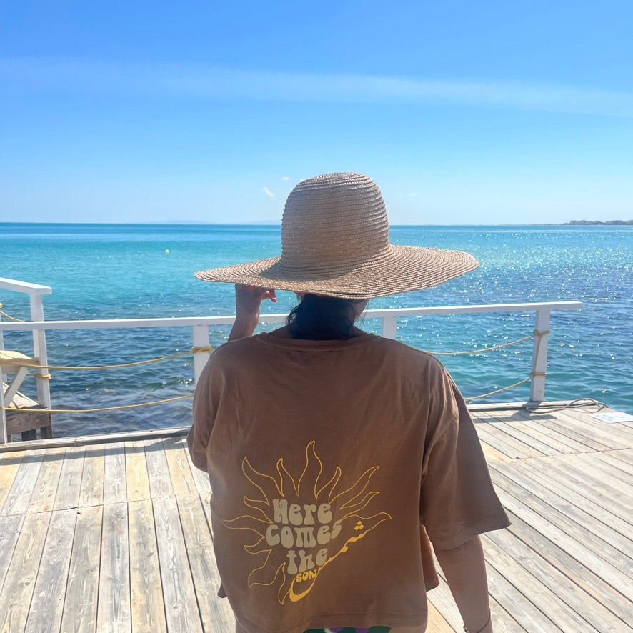 TEE-shit crop oversize couleur camel -"CHAMS"