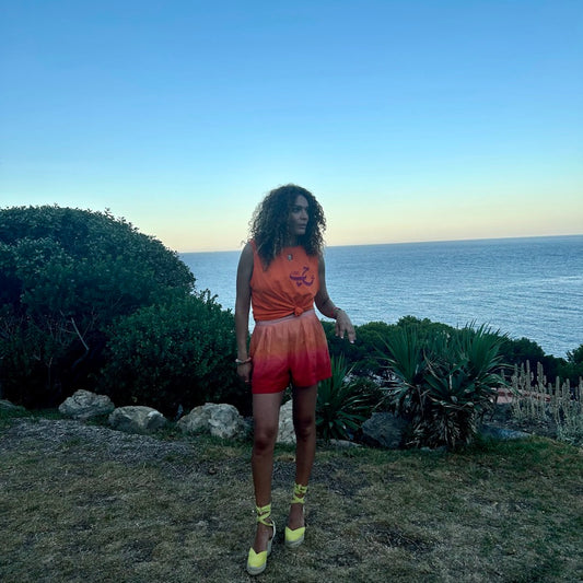 TEE SHIRT BIKER - ORANGE- "LOVE "