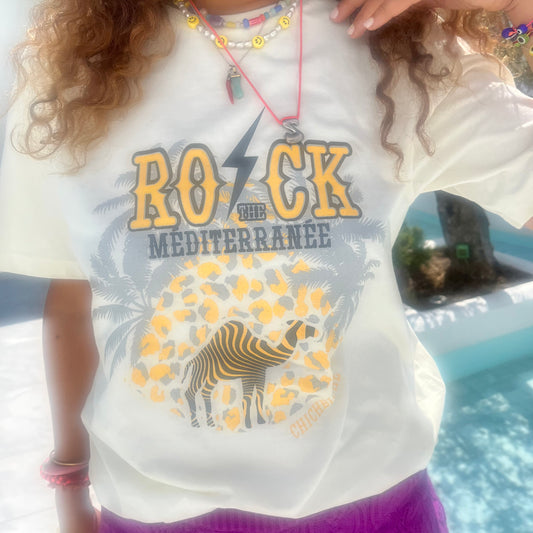 TEE-shirt unisexe blanc – Rock the Méditerranée – 100 % coton