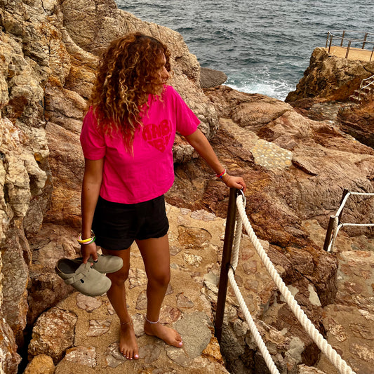 TEE SHIRT- CROP TOP- HEAT- FUSCHIA "HABIBI"