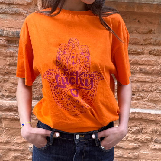 TEE SHIRT -OVERSIZE - ORANGE - "GRI GRI "