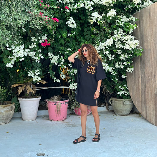 Robe TEE-Shirt Oversize CB Brodée – Noir