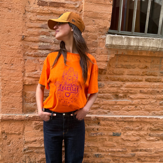 TEE SHIRT -OVERSIZE - ORANGE - "GRI GRI "