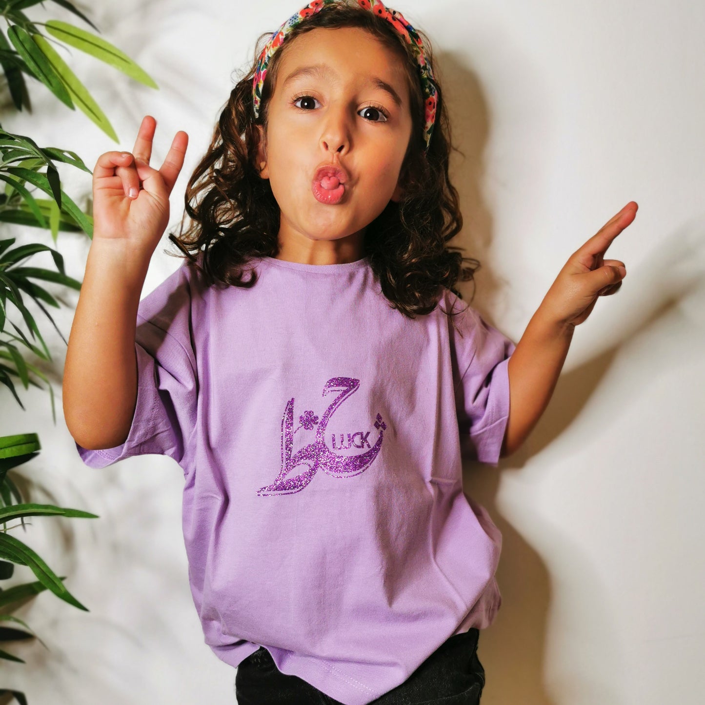 TEE- LILAC - "LUCK"- KIDS
